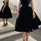Tea Length Black Velvet Homecoming Dresses SH013