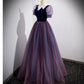 Ball Gown Short Sleeves Long Tulle Prom Dresses SH032