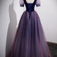 Ball Gown Short Sleeves Long Tulle Prom Dresses SH032