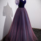 Ball Gown Short Sleeves Long Tulle Prom Dresses SH032