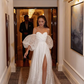Sexy Puffy Sleeves Prom Dresses Glitter Ball Gown Party Dresses Tulle Sweep Train Prom Evening Dresses SH253