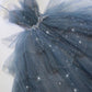 Gorgeous Blue Sparkly Tulle Beaded Prom Dress, Tiered Formal Gown with Rhinestone SH360