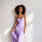 Lavender Silk Slip Dress for Women Open Back Drawstring Sexy Flowy Dress for Romantic Date Bridesmaid Party Prom Dresses SH260