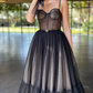 Black Sling Heavy Craft Mesh Gown Prom Dress SH280