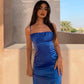 Ocean Blue Spaghetti Straps Sexy Mermaid Slits Long Prom Dress SH289