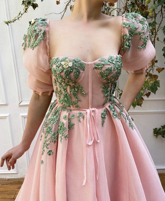 Princess Floral Print Prom Dresses Long Prom Dress SH311