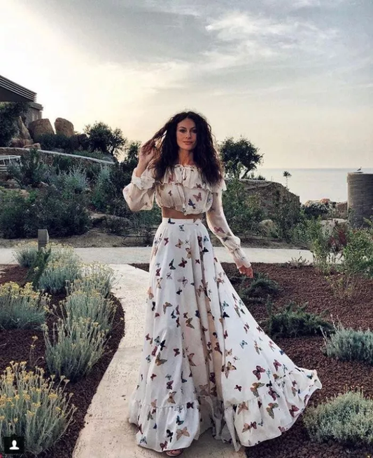 Sexy Off Shoulder Butterflies Floral Printed Maxi Dress Prom Dresses SH325
