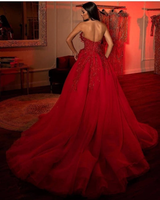Evening Dresses Long Red Glitter Prom Dress SH337