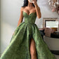 Vintage Spaghetti Straps Green Prom Dress Long Prom Dresses SH343