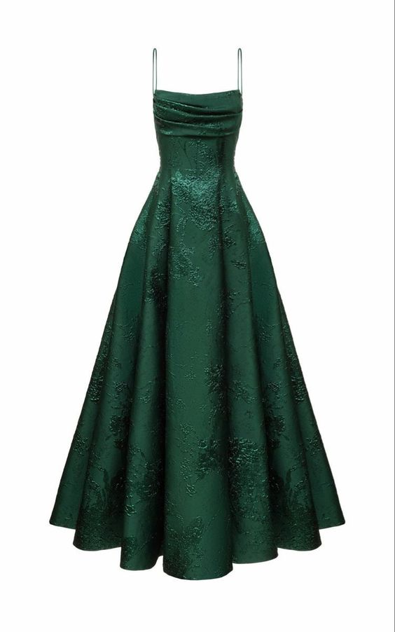 Long Spaghetti Straps A-line Green Prom Dresses, Long Prom Dresses SH382