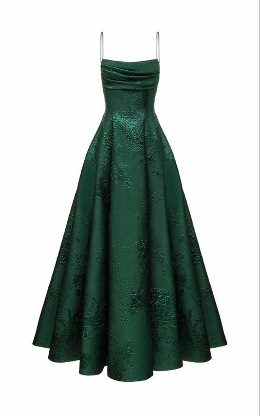 Long Spaghetti Straps A-line Green Prom Dresses, Long Prom Dresses SH382