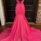 Mermaid sequins long prom dress evening dress SH402