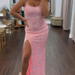 Emerald Green Sequins Mermaid Long Prom Dresses Formal Dress SH441