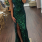 Emerald Green Sequins Mermaid Long Prom Dresses Formal Dress SH441
