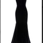 sexy spaghetti straps velvet mermaid prom dresses SH444