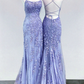 Mermaid Periwinkle Prom Dress Lace Up Back SH446