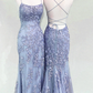 Mermaid Periwinkle Prom Dress Lace Up Back SH446
