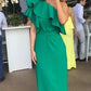 one shoulder green prom dresses elegant prom dress SH475