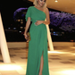 One Shoulder Split Prom Dress Sleeveless Floor Length Chiffon Prom Gown SH488