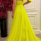 Sweetheart Long Pleated Tulle Evening Dresses One Shoulder Split Prom Dress SH489
