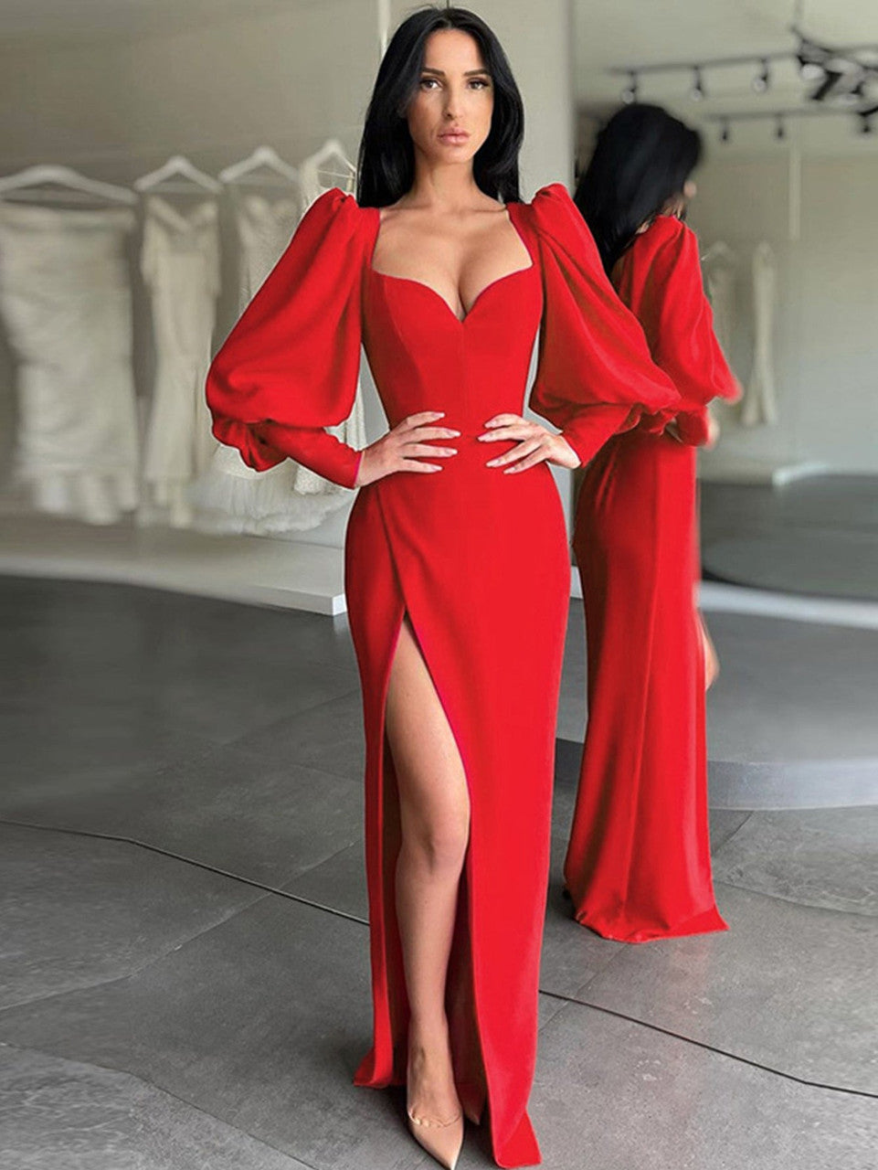 Long Lantern Sleeves Prom Dresses Evening Formal Gowns SH497 shinydress Long Lantern Sleeves Prom Dresses Evening Formal Gowns SH497 shinydress