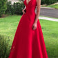 Simple Solid Color Spaghetti-Neck V-Back A-Line Prom Dress SH502