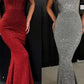 Mermaid Floor-length Black Modest Sequin Prom Dress SH511