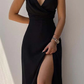 Spaghetti-Straps Mermaid Ruffles Black Prom Dress SH526