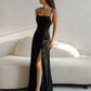 Spaghetti-Straps Mermaid Ruffles Black Prom Dress SH528