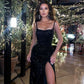 Spaghetti-Straps Mermaid Sequin Black Prom Dress SH532