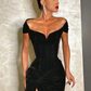 Gorgeous High split Black Prom Dress SH535
