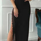 Simple Spaghetti-Straps Mermaid Black Prom Dress SH543