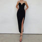 Simple Spaghetti-Straps Mermaid Black Prom Dress SH544