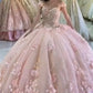 Ball Gown Pink 3D Flowers Off The Shoulder Quinceanera Dresses, Sweet 16 Dresses SH552