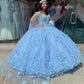 Ball Gown Pink 3D Flowers Off The Shoulder Quinceanera Dresses, Sweet 16 Dresses SH552