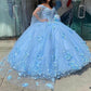 Ball Gown Pink 3D Flowers Off The Shoulder Quinceanera Dresses, Sweet 16 Dresses SH552
