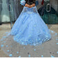 Ball Gown Pink 3D Flowers Off The Shoulder Quinceanera Dresses, Sweet 16 Dresses SH552