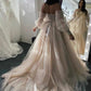 Champagne Sweetheart Strapless Tulle Wedding Dresses, Lace Up Prom Dress Evening Dresses SH553