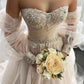 Champagne Sweetheart Strapless Tulle Wedding Dresses, Lace Up Prom Dress Evening Dresses SH553