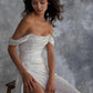 Sparkle Mermaid Off The Shoulder Wedding Gown With High Slit, Shine Dress Wedding Party Dress SH557