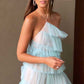 Elegant Halter Tulle Blue Prom Dress With Layers, Long Formal Evening Dresses SH559