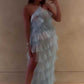 Stylish Pink Tulle Halter Layers Sleeveless Prom Dresses With Slit, Girl Dresses SH564