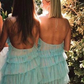 New Style Halter Layered Tulle Pink Prom Dresses SH560