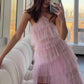 New Style Halter Layered Tulle Pink Prom Dresses SH560