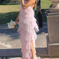 New Style Halter Layered Tulle Pink Prom Dresses SH560