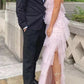 Stylish Pink Tulle Halter Layers Sleeveless Prom Dresses With Slit, Girl Dresses SH564