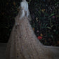 Elegant A Line Sweetheart Bubble Sleeves Tulle Prom Dresses With Stars, Formal Dresses SH565