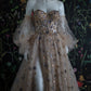 Elegant A Line Sweetheart Bubble Sleeves Tulle Prom Dresses With Stars, Formal Dresses SH565