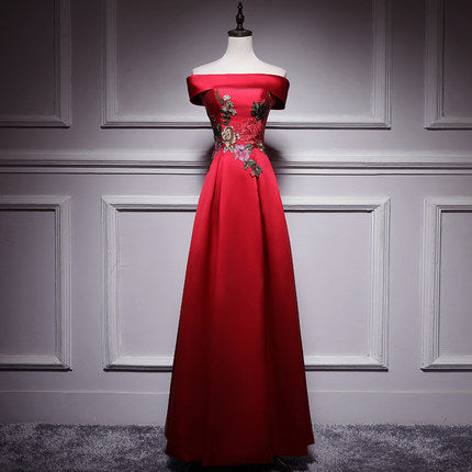 A line Red Long Prom Dresses SH191