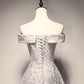 A Line Tulle Prom Dresses White Lace Bridesmaid Dress SH071